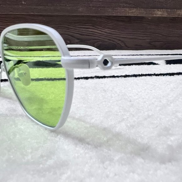 Alessandra Rich Linda Farrow Heart White Chain Pale Green Rectangular Sunglasses - Picture 5 of 10